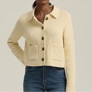 Favorite Daughter Pale Yellow Button-Front Collared Cardigan